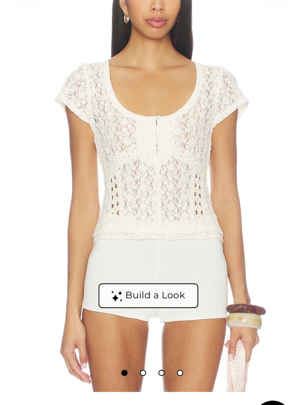 Free People Claro Lace Tee Whisper White Short Sleeve Top NWOT